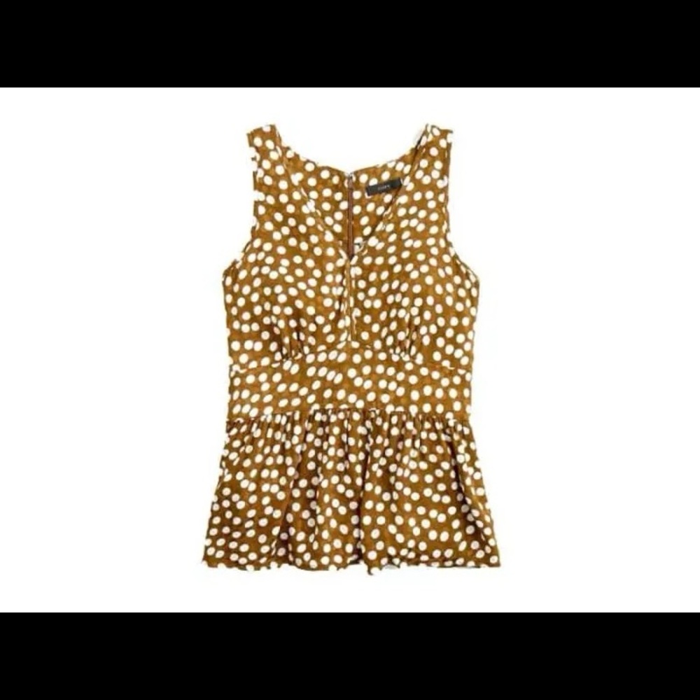 New J.Crew Silky Polka Dot Peplum Top